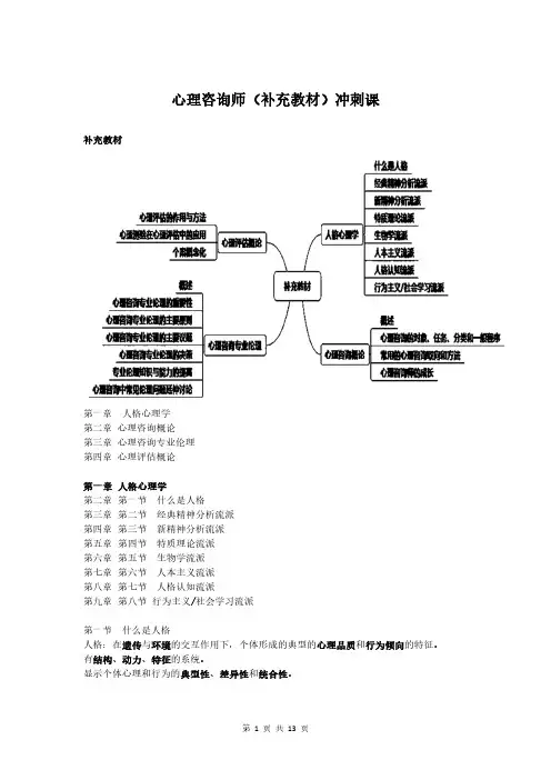 心里咨询师考试教材--补充教材(冲刺课)