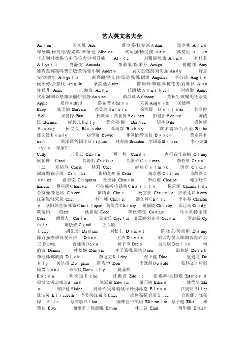 艺人英文名大全【可编辑范本】