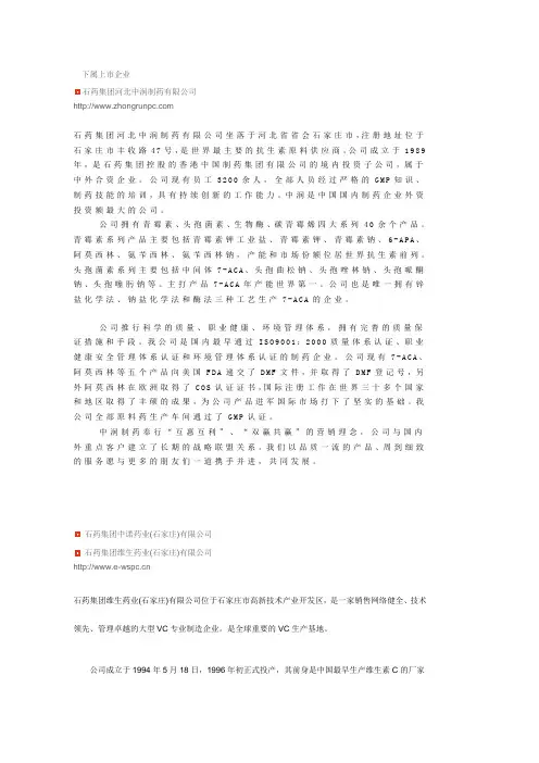 石药集团组织架构
