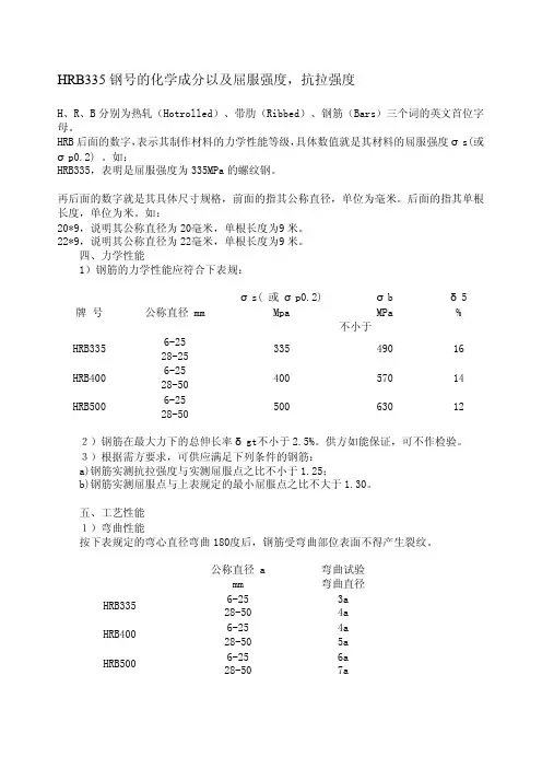 HRB400螺纹钢的力学参数标准