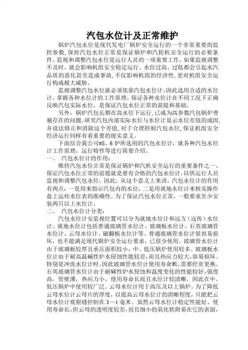 汽包水位计原理及正常维护