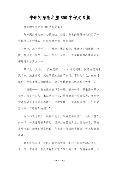 神奇的探险之旅500字作文5篇