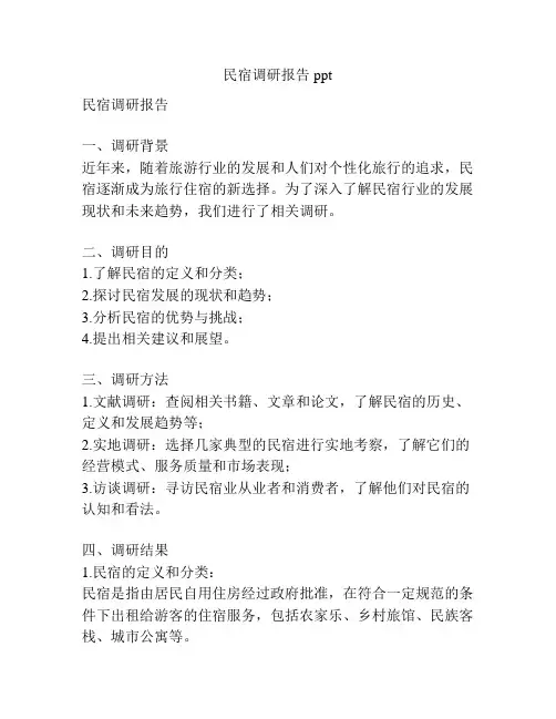 民宿调研报告ppt