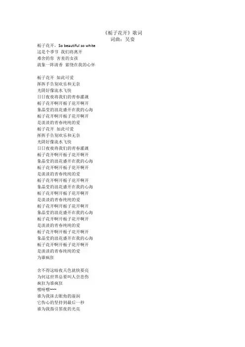 《栀子花开》歌词