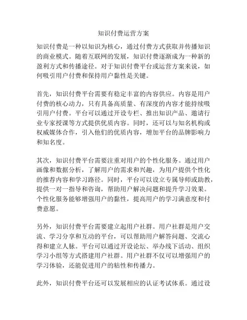 知识付费运营方案