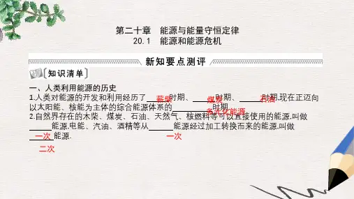 九年级物理下册20.1能源和能源危机课件新版粤教沪版