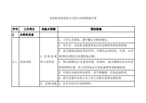 水轮机设备危险点分析与控制措施手册