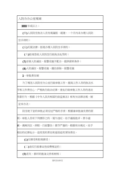 人防办办公室规章.doc