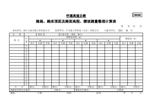测量资料表格新统计