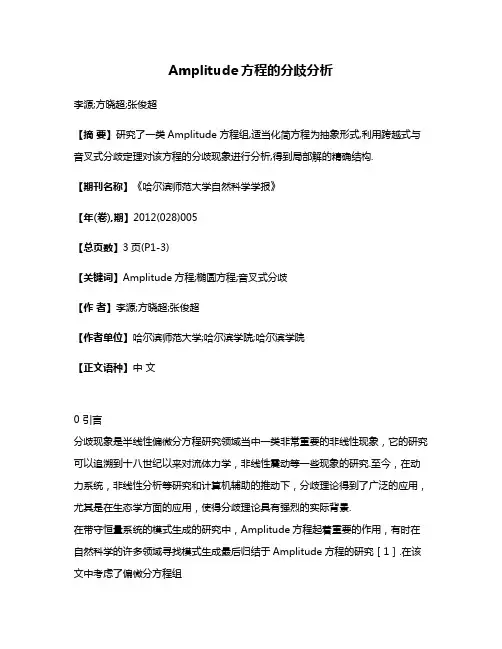 Amplitude方程的分歧分析