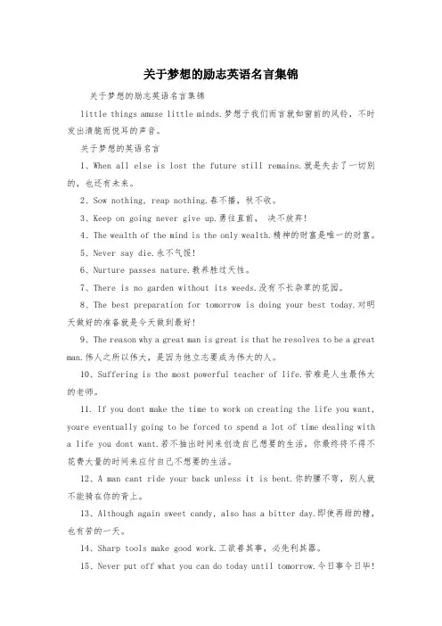 关于梦想的励志英语名言集锦
