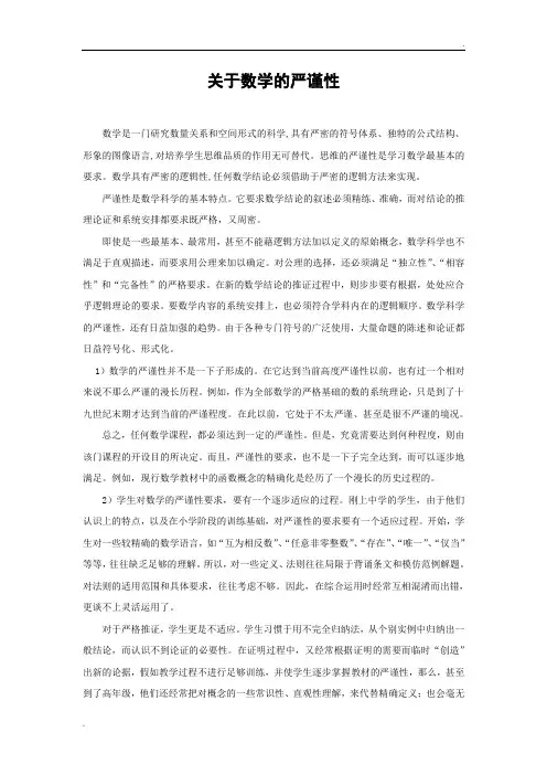 关于数学的严谨性