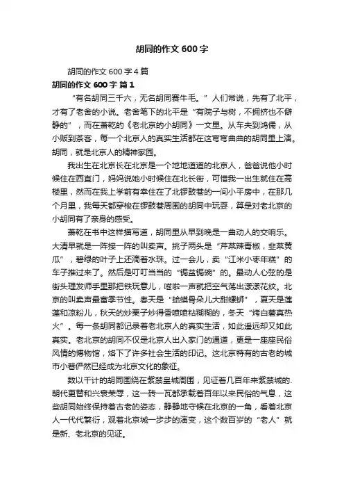胡同的作文600字4篇