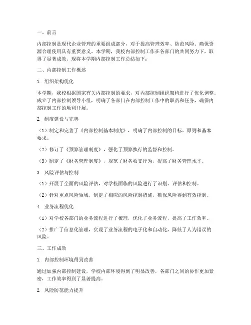大学内控汇报总结范文