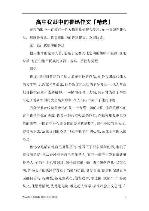 高中我眼中的鲁迅作文「精选」(完整版)