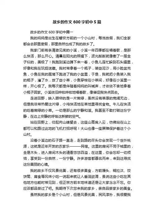 故乡的作文600字初中5篇