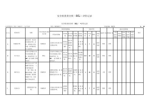 安全检查表分析评价记录