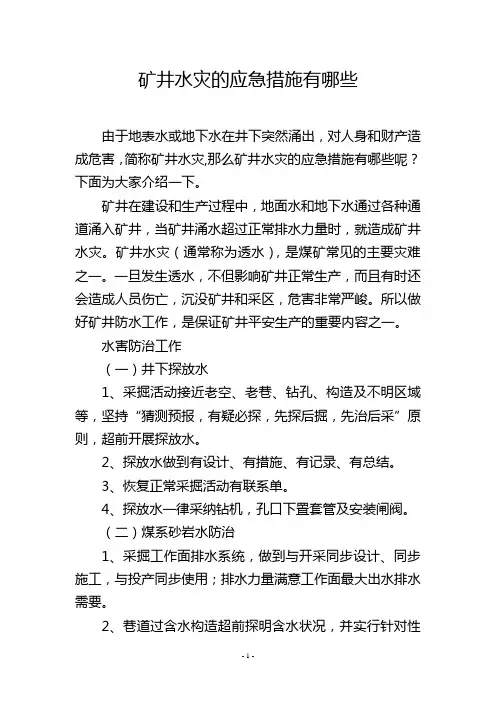 矿井水灾的应急措施有哪些