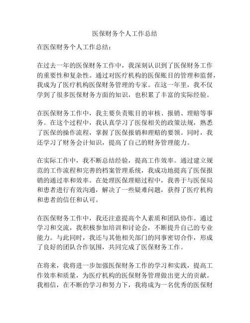 医保财务个人工作总结