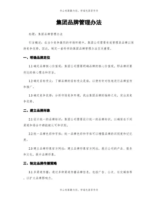 集团品牌管理办法