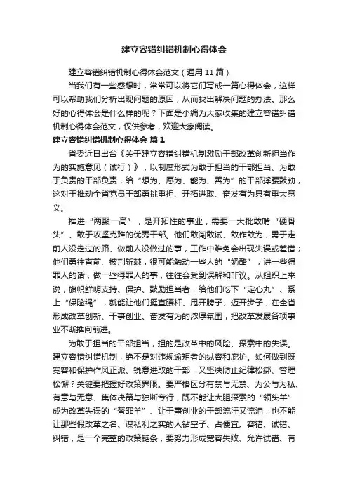 建立容错纠错机制心得体会
