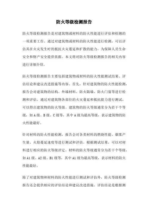 防火等级检测报告