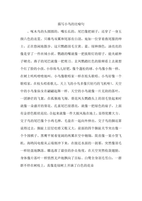 描写小鸟的比喻句-作文