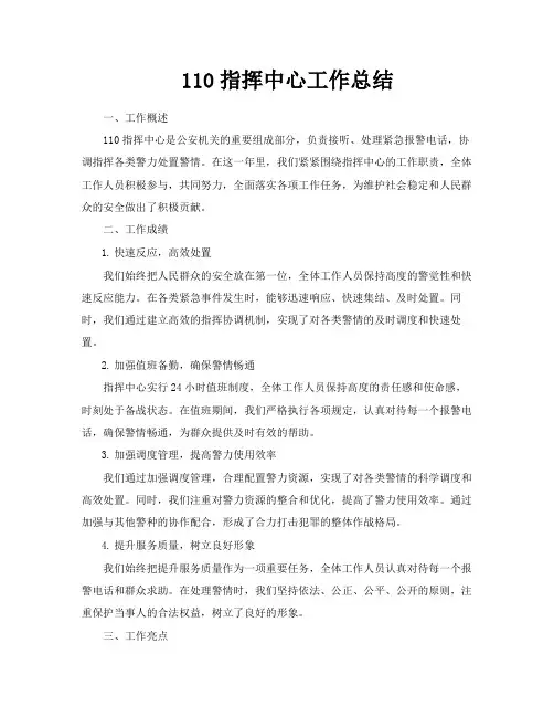 110指挥中心工作总结