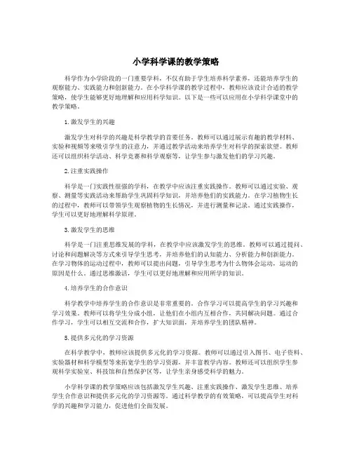 小学科学课的教学策略