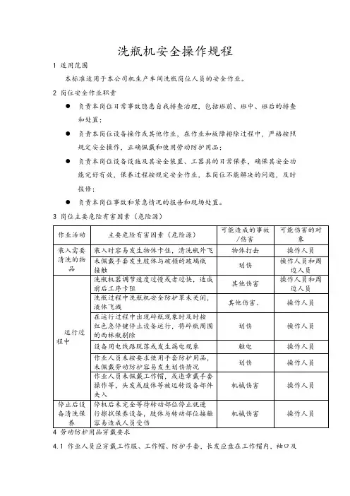 洗瓶机安全操作规程参考模板范本