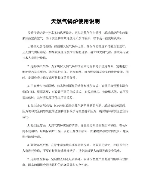 天然气锅炉使用说明