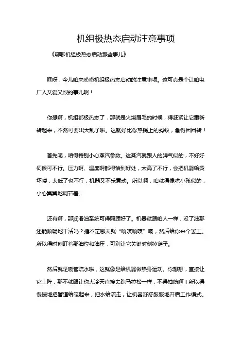 机组极热态启动注意事项