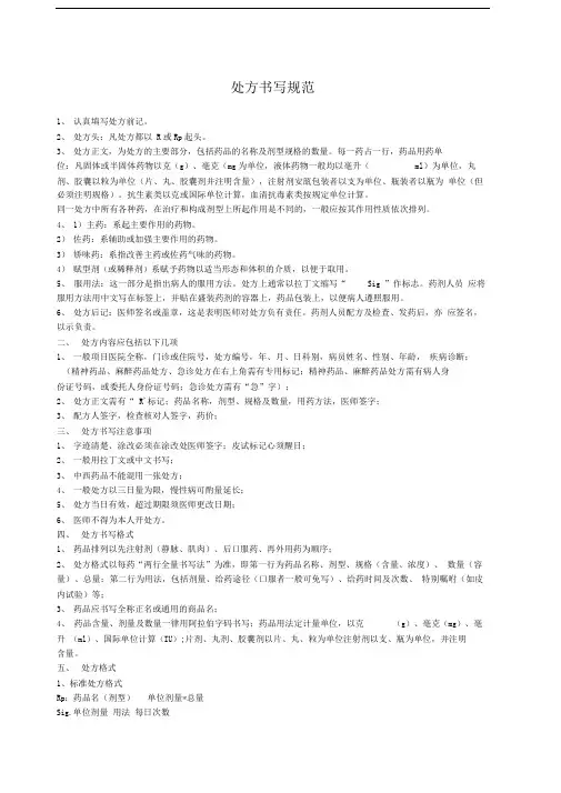 处方书写规范