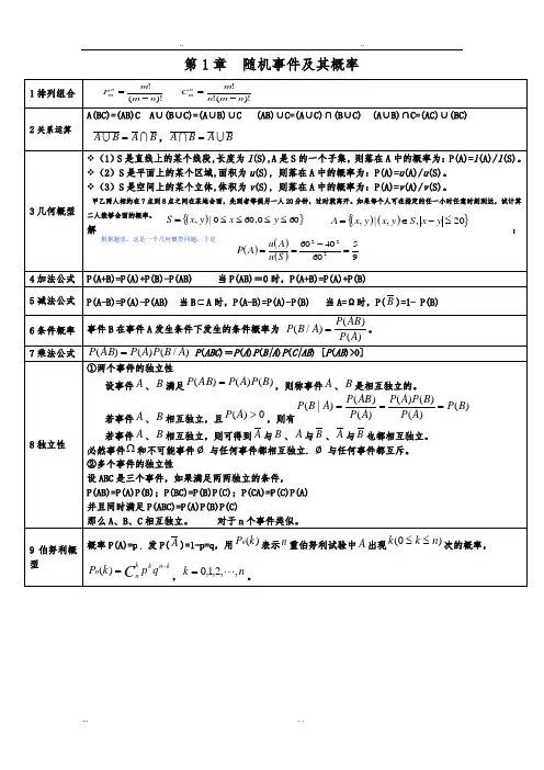概率论与数理统计公式大全