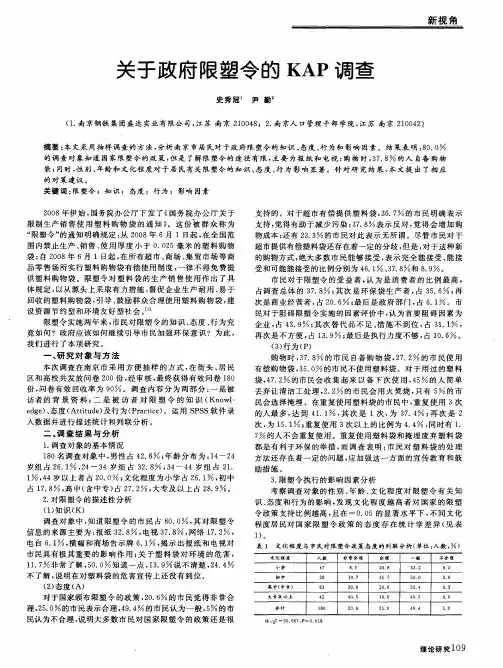 关于政府限塑令的KAP调查