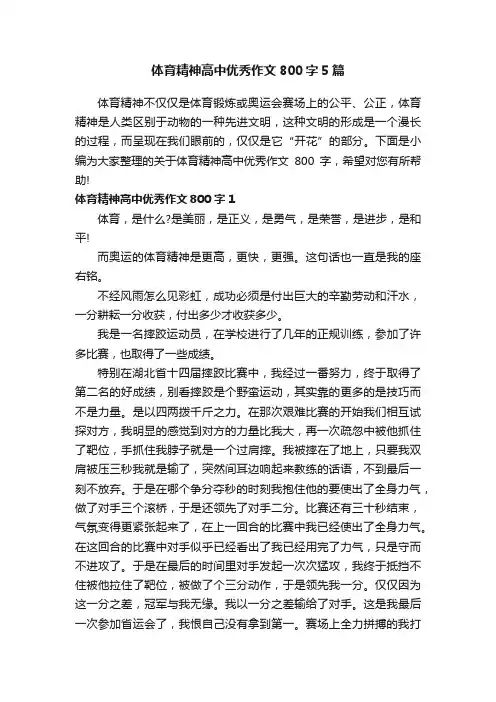 体育精神高中优秀作文800字5篇