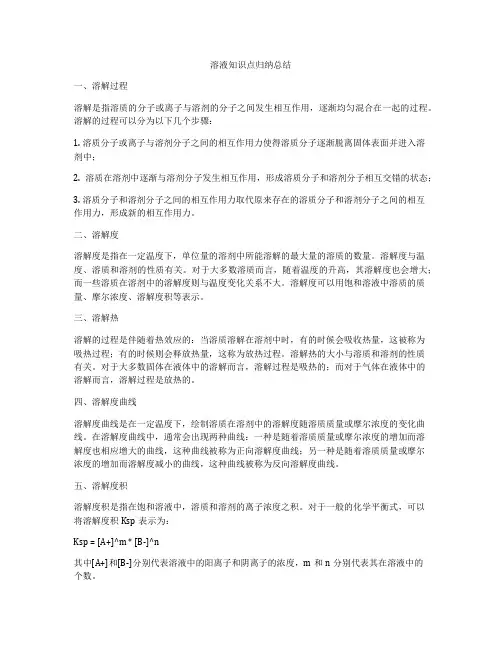 溶液知识点归纳总结