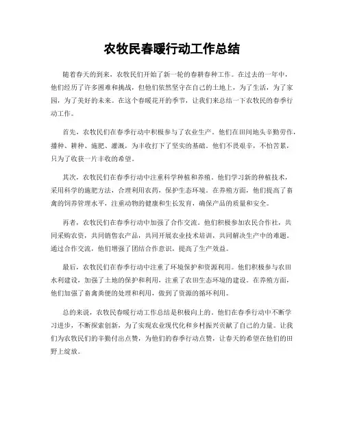 农牧民春暖行动工作总结