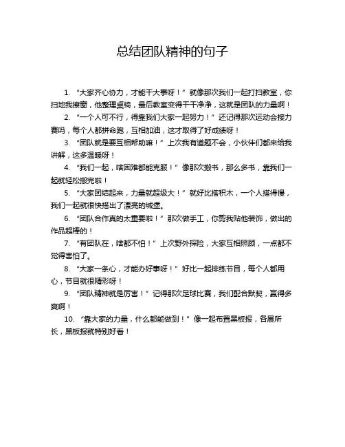 总结团队精神的句子