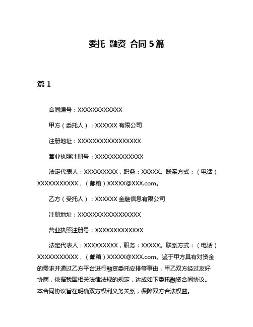 委托 融资 合同5篇