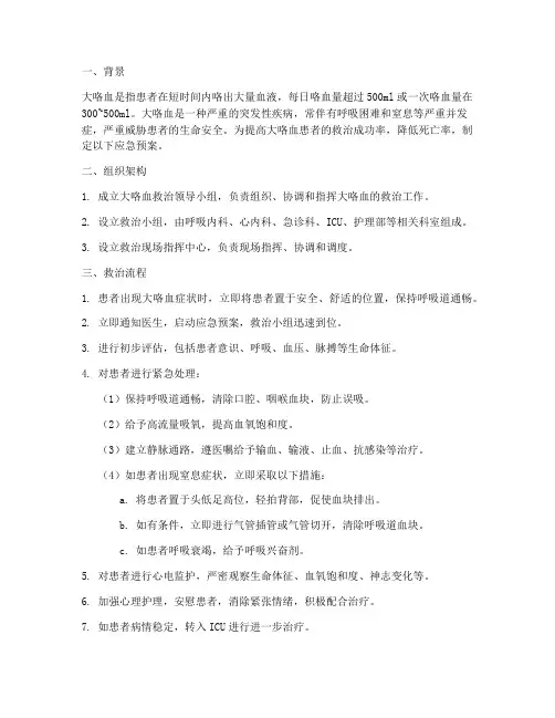 大咯血的应急预案