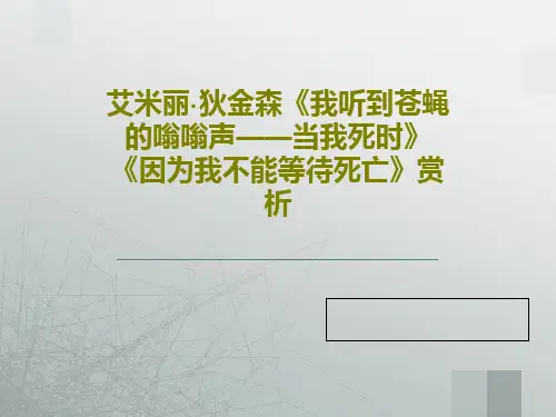 艾米丽·狄金森《我听到苍蝇的嗡嗡声——当我死时》《因为我不能等待死亡》赏析18页PPT