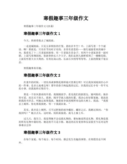 寒假趣事三年级作文