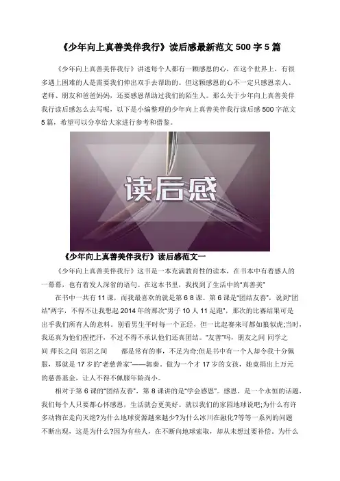 《少年向上真善美伴我行》读后感最新范文500字5篇