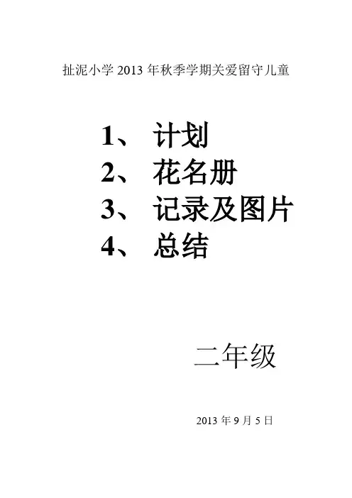 二年级关爱留守儿童计划及记录