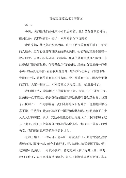 我去菜场买菜,600字作文