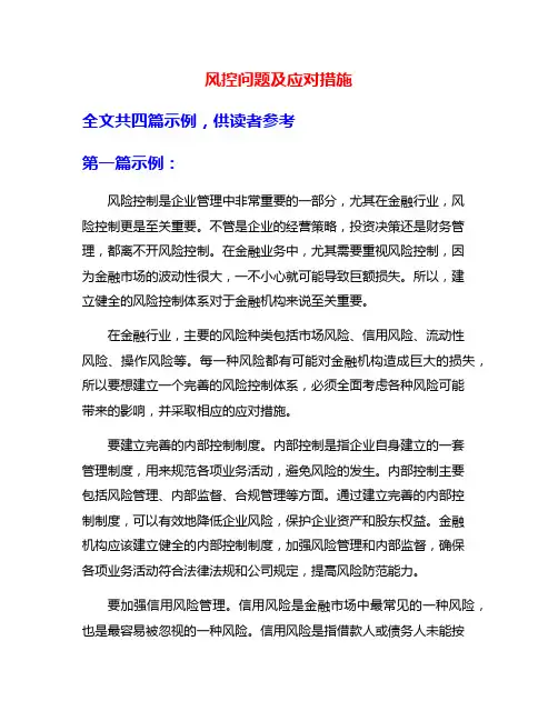 风控问题及应对措施