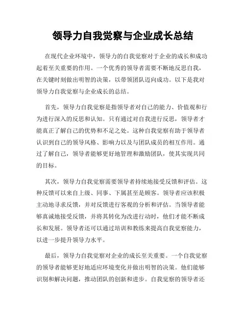 领导力自我觉察与企业成长总结