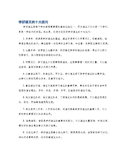 学好语文的十大技巧