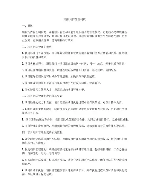 项目矩阵管理制度